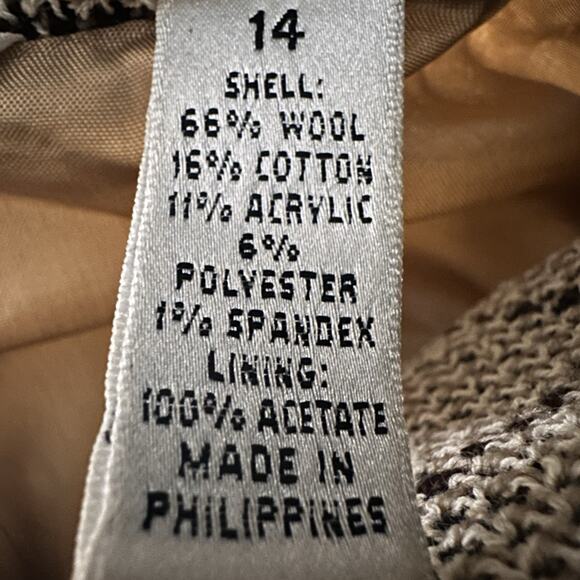 Katherine Kelly Women 14 coat Blazer One top button Beige Brown Wool Cotton - Picture 12 of 16